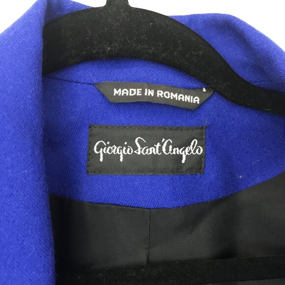 Vintage Giorgio Sant'angelo Royal Blue Double-Breasted Long Wool Blazer Size 8 - Picture 3 of 10